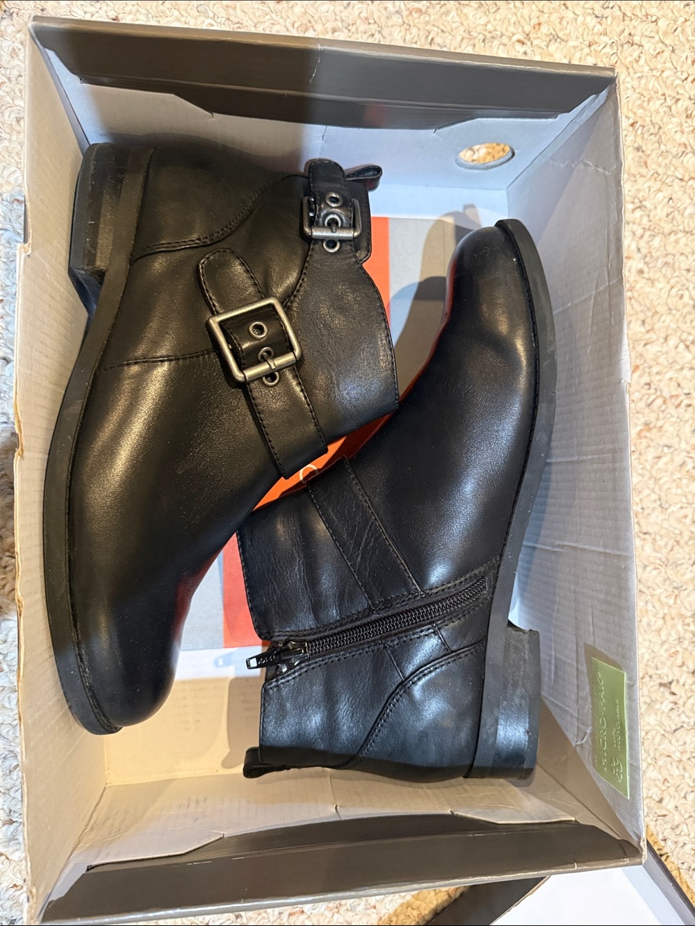 Vionic Black Leather Women's Ankle Booties with Buckle